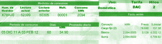 Muestra Recibo